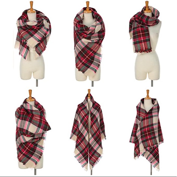 Soft Plaid Scarf Pink and Cream NWT - Picture 6 of 6